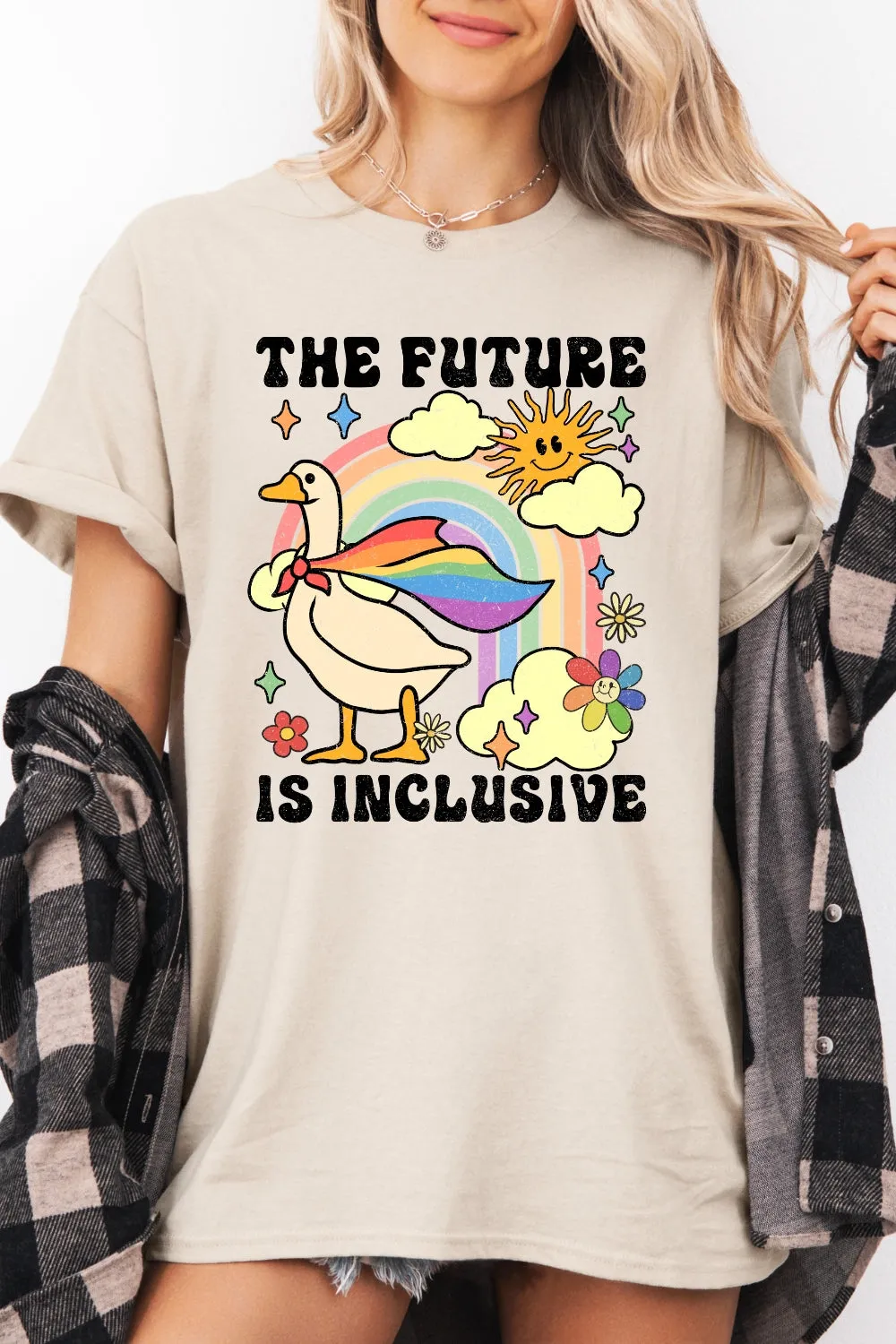 The Future Is Inclusive Rainbow Goose Tee For Women sold by Fancy Tees