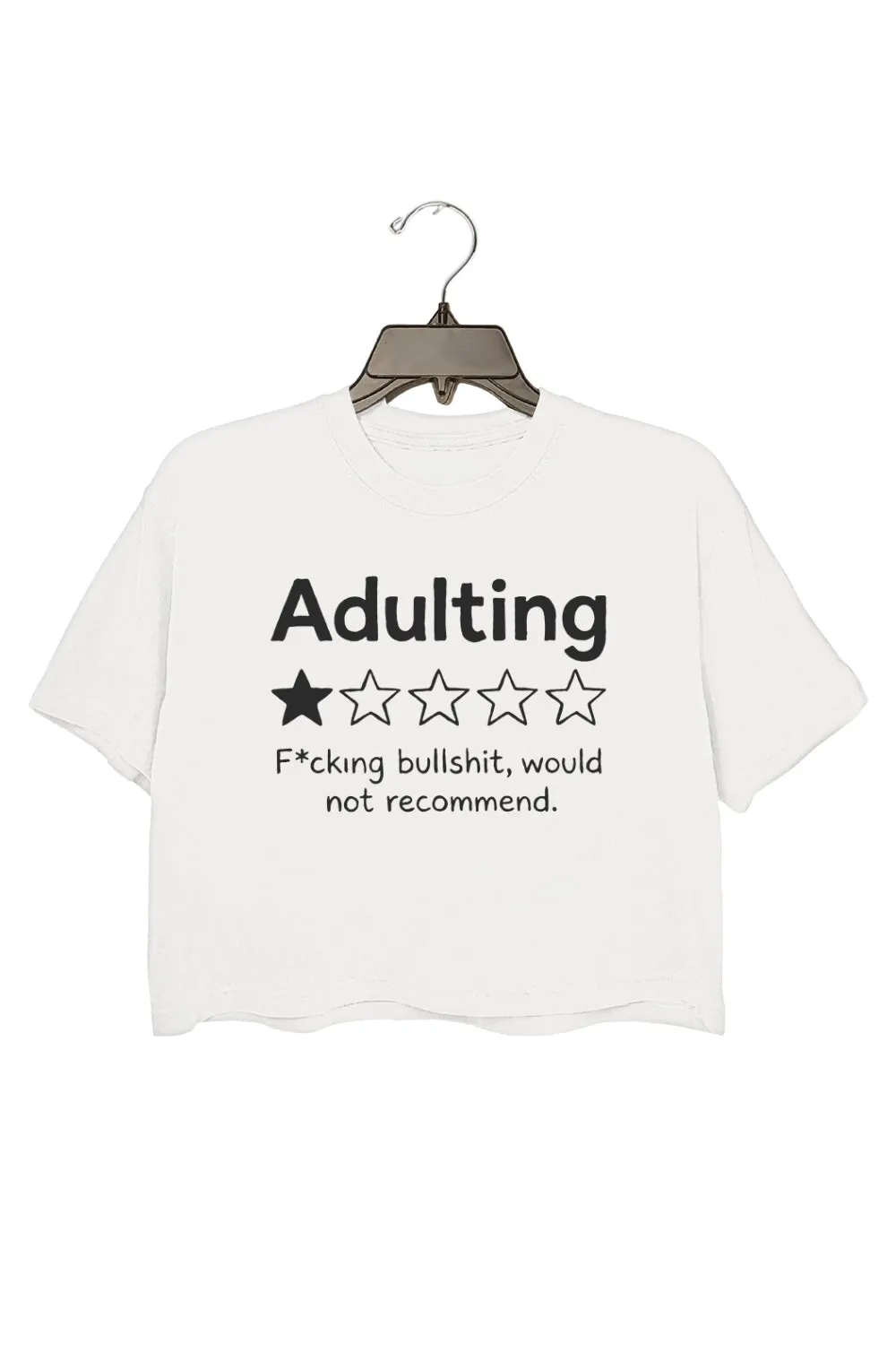 Adulting One Star Review Funny Crop Tee For Women sold by Fancy Tees product image thumbnail 2