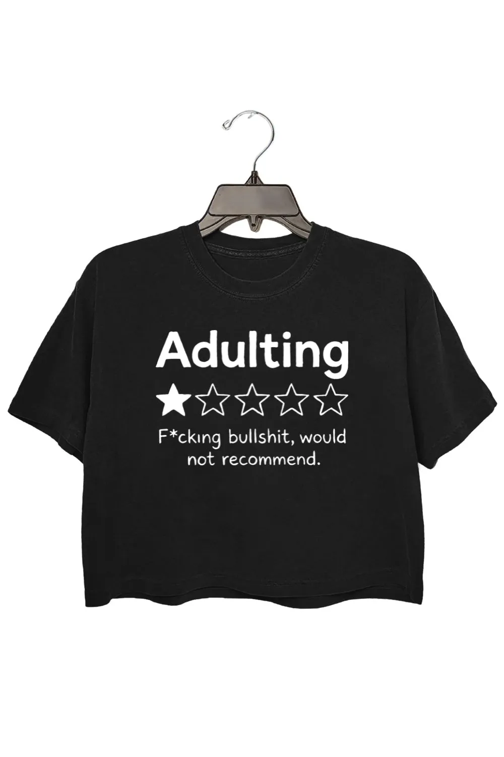 Adulting One Star Review Funny Crop Tee For Women sold by Fancy Tees product image thumbnail 3