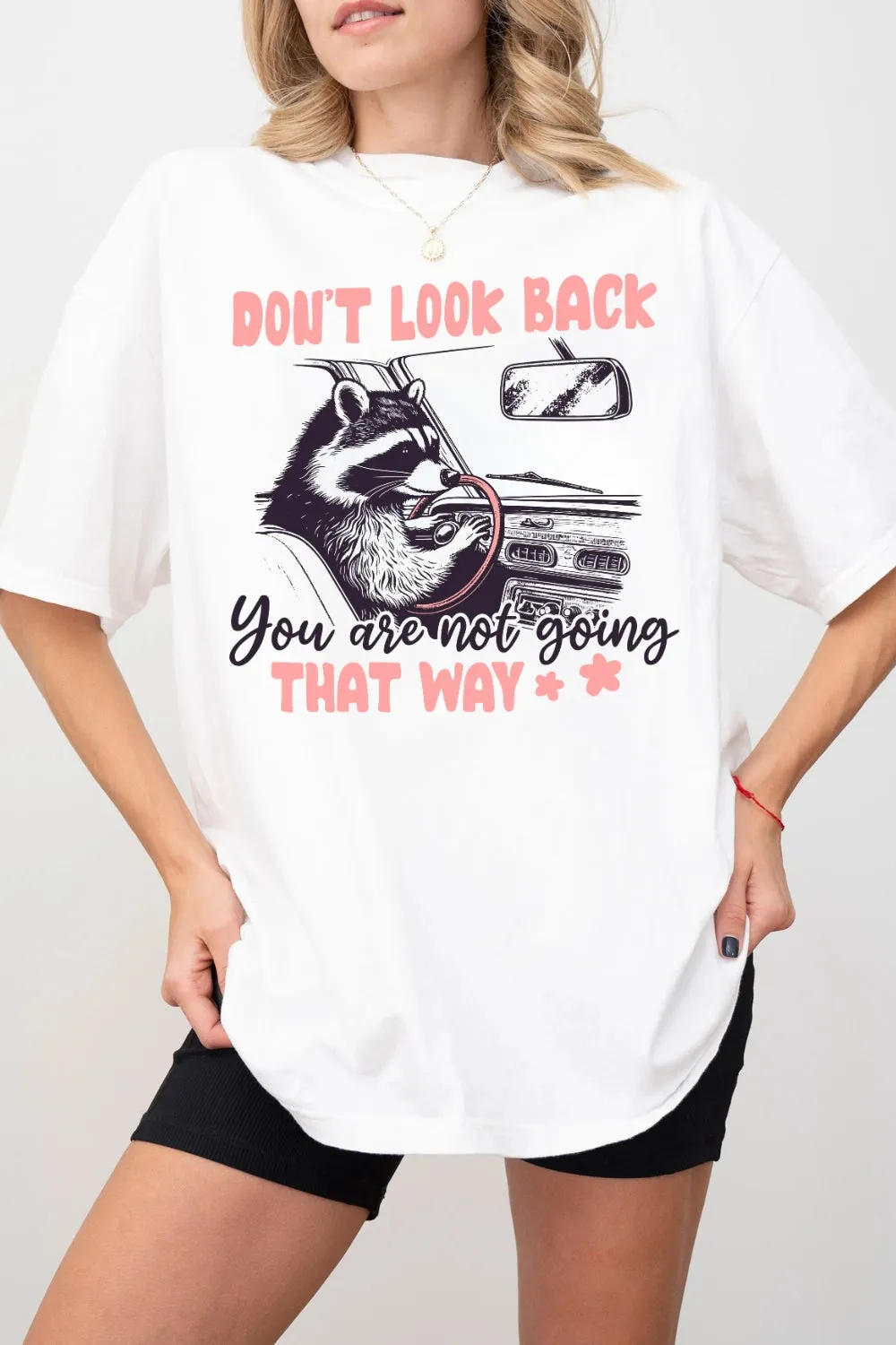 Don't Look Back Cute Raccoon Tee For Women sold by Fancy Tees product image thumbnail 2