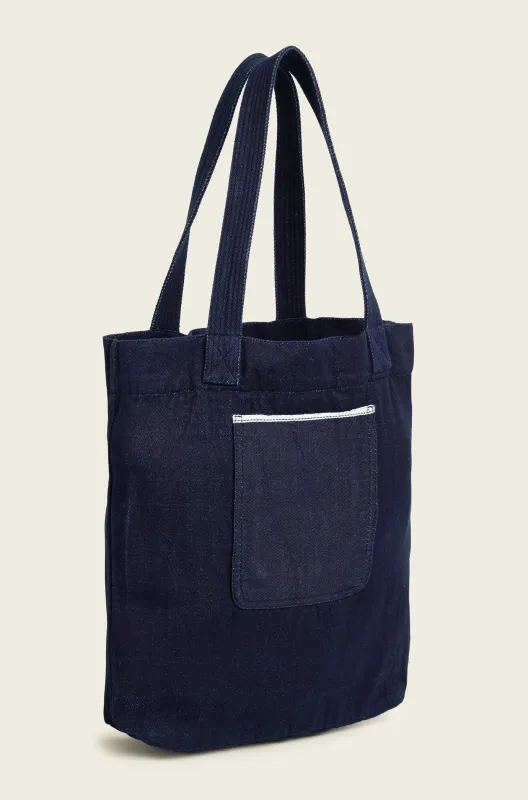 N°183 Handloom Denim Vertical Tote Bag sold by Original Madras Trading Co