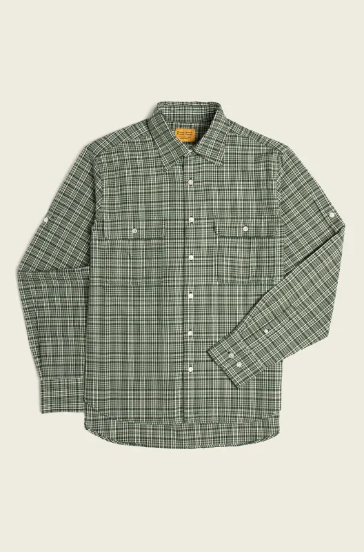 N°216 David Coggins x OMTC Fly Fishing Twin Stitched Collared Long Sleeve Shirt made by Original Madras Trading Co