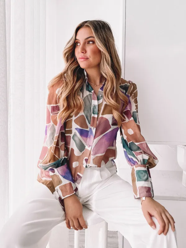 Fleet Blouse - Pastel Shapes sold by Esther & Co