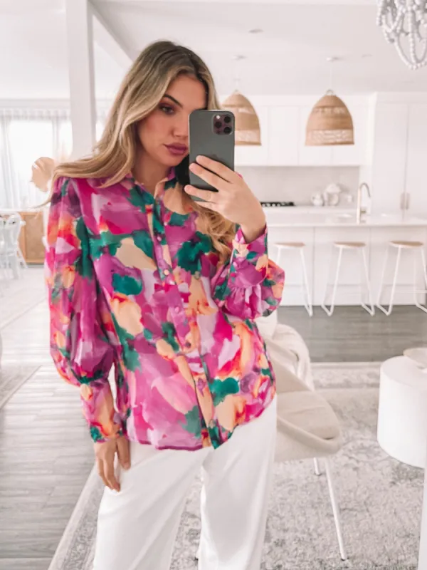 Fleet Blouse - Pink Fiesta sold by Esther & Co