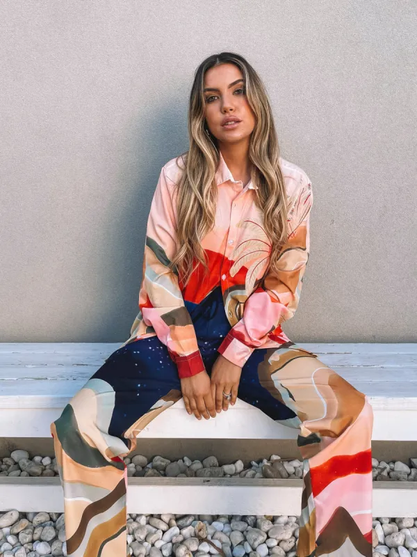 Aeliana Shirt - Peach Print sold by Esther & Co