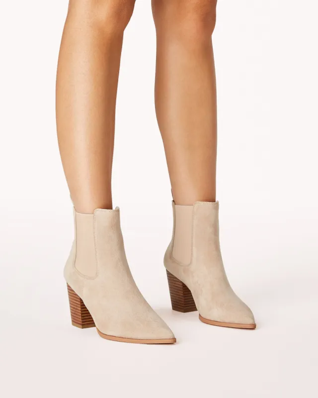 Baylor Boots - Biscuit Suede sold by Esther & Co