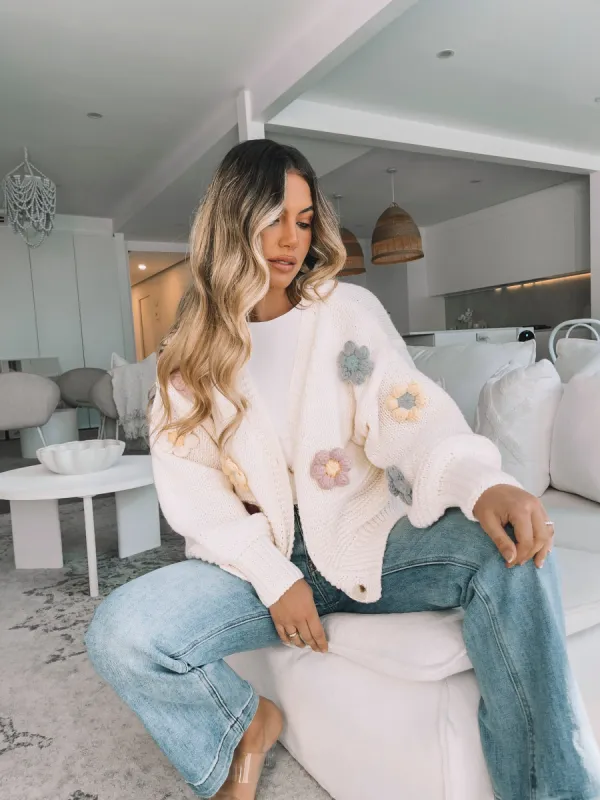 Yarra Cardigan - Cream Floral sold by Esther & Co