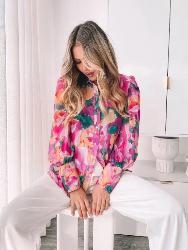 Fleet Blouse - Pink Fiesta sold by Esther & Co