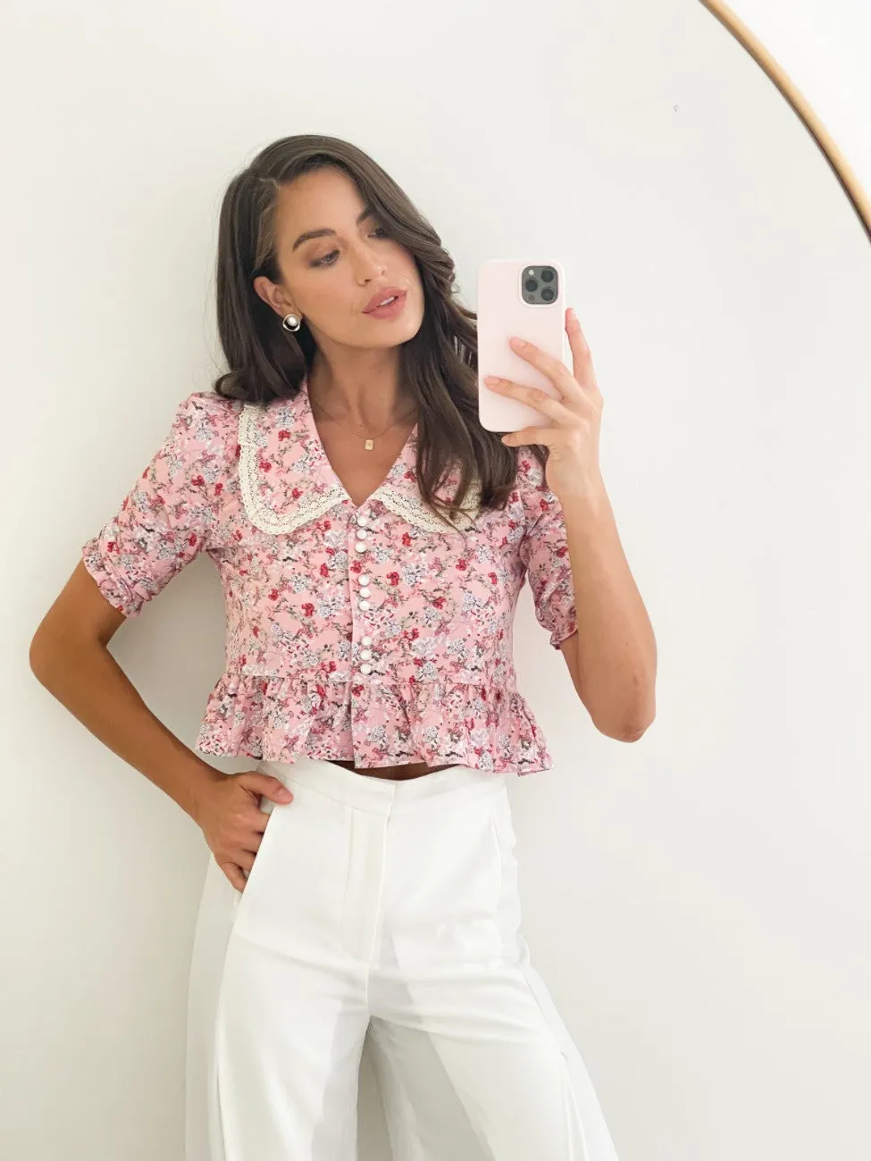 Ivy Top - Pink Print sold by Esther & Co product image thumbnail 4