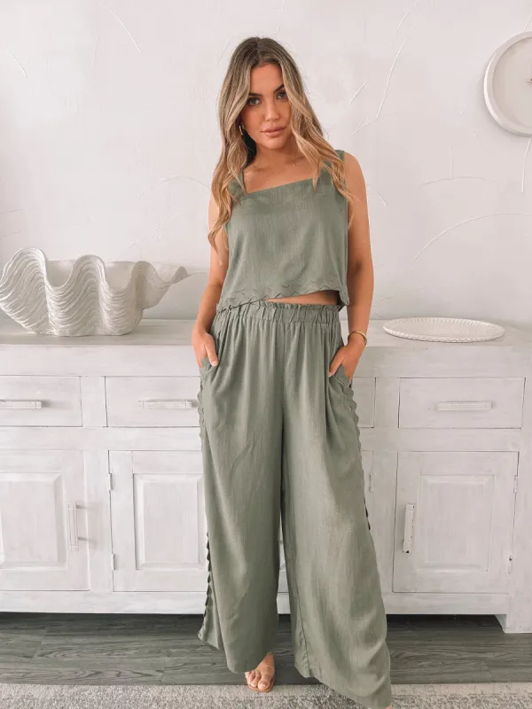 Dionysia Pants - Khaki sold by Esther & Co