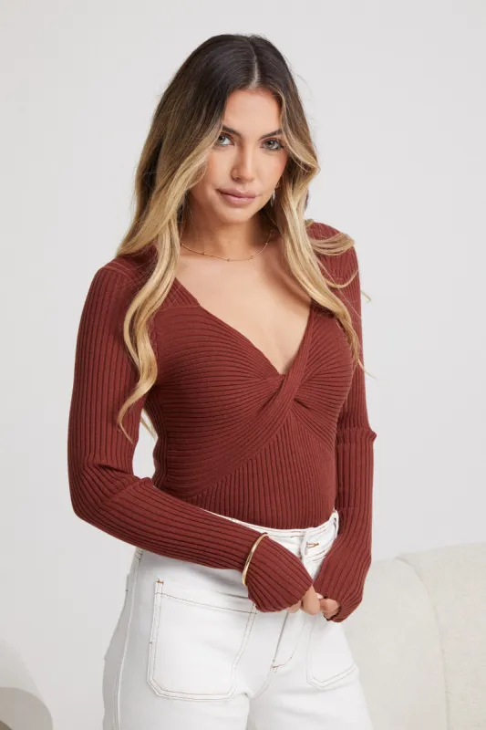 Corra Knit Top - Brown sold by Esther & Co