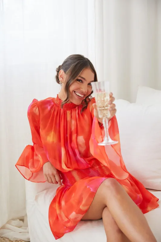 Daenerys Dress - Orange Print sold by Esther & Co