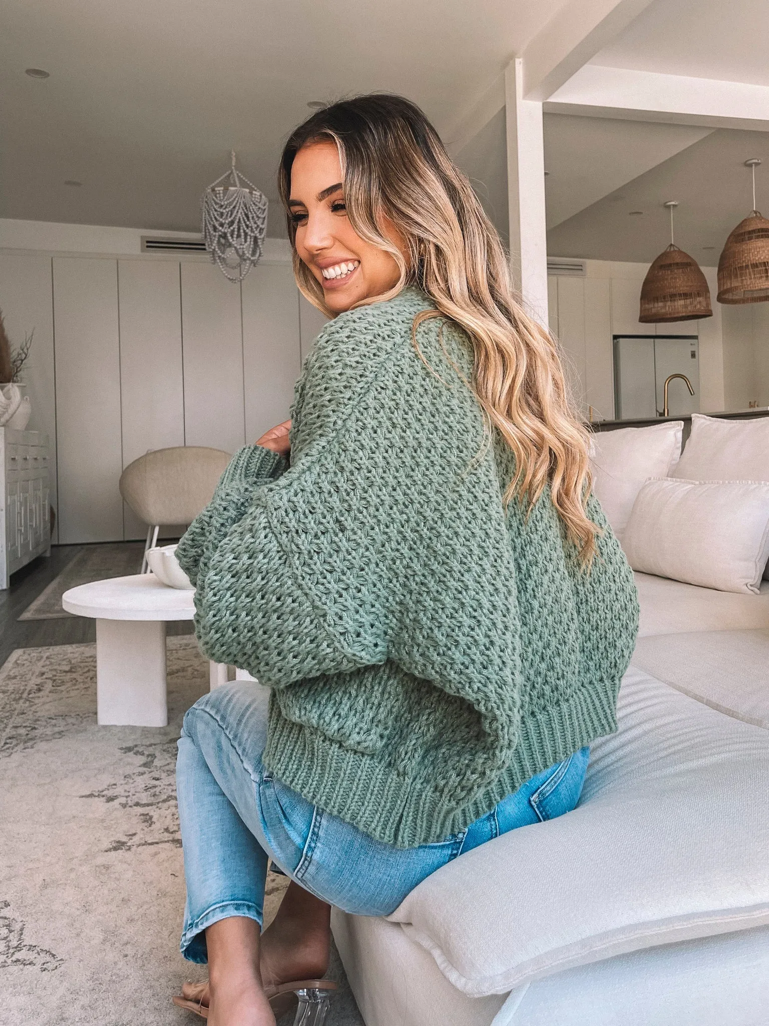 Dorine Cardigan - Khaki sold by Esther & Co product image thumbnail 3