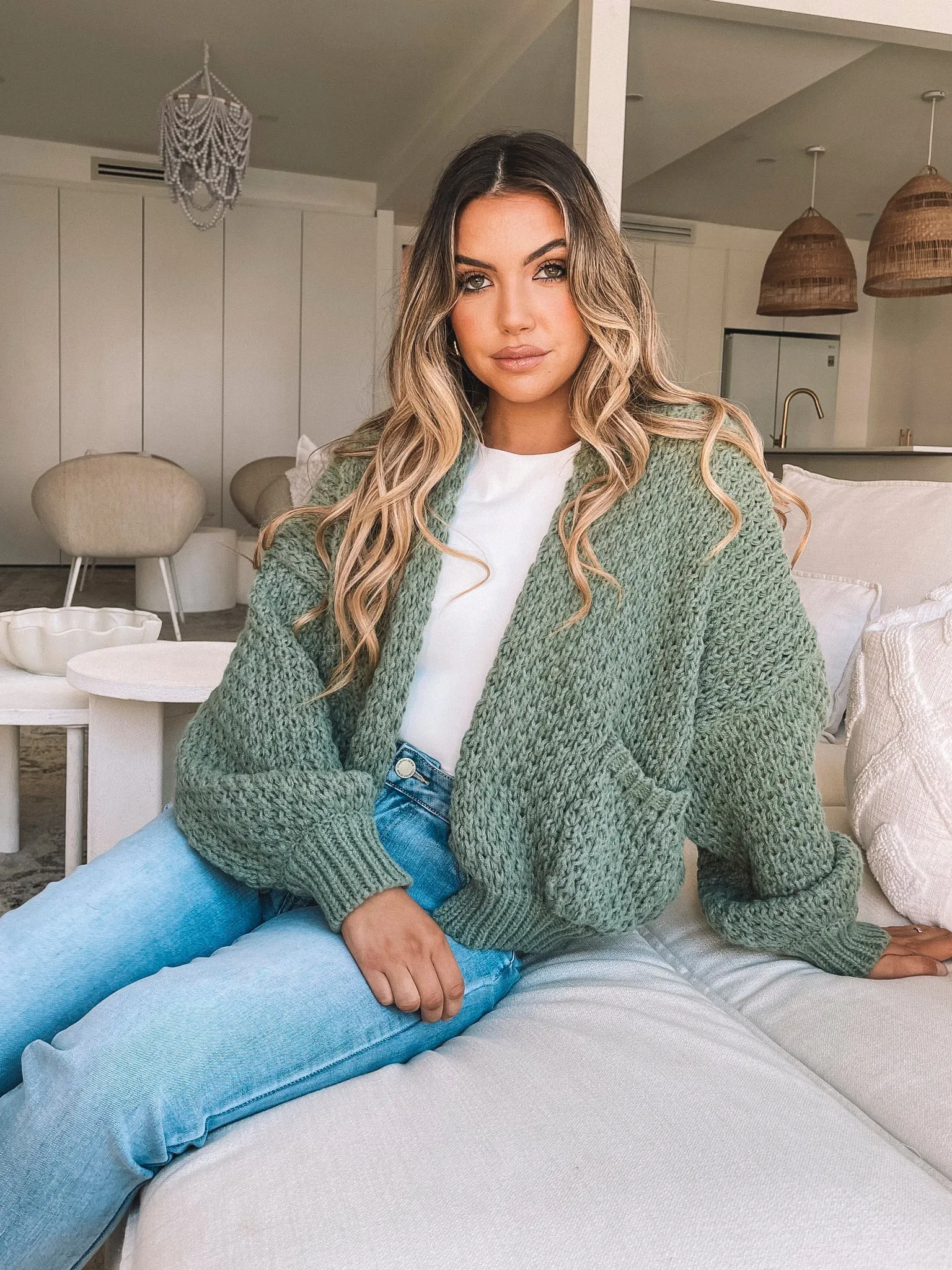 Dorine Cardigan - Khaki sold by Esther & Co product image thumbnail 5