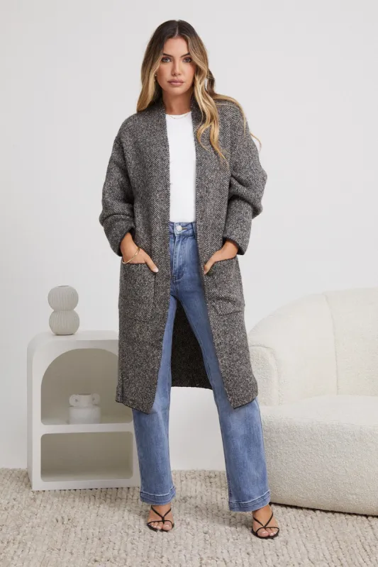 Wynona Coatigan - Black Print sold by Esther & Co