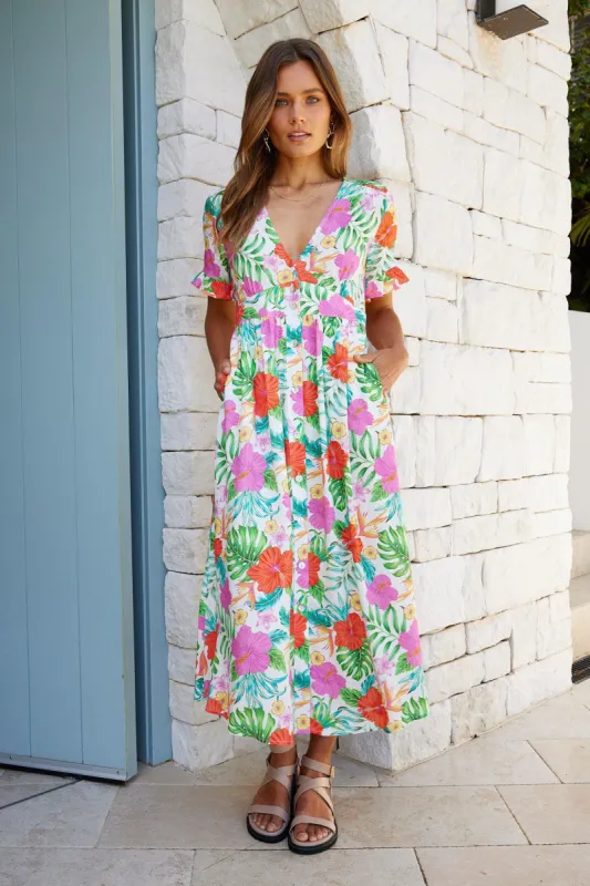 Karabelle Dress - White Floral sold by Esther & Co