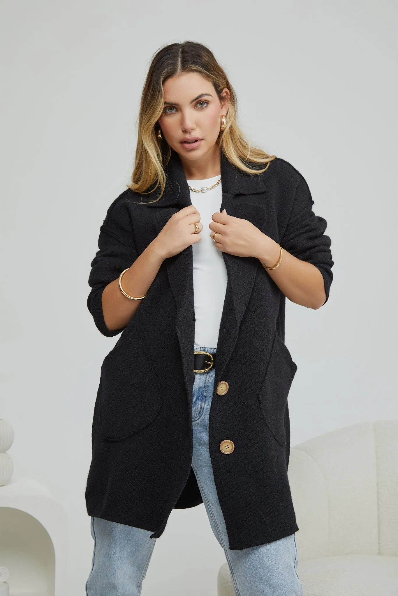 Indora Coatigan - Black sold by Esther & Co