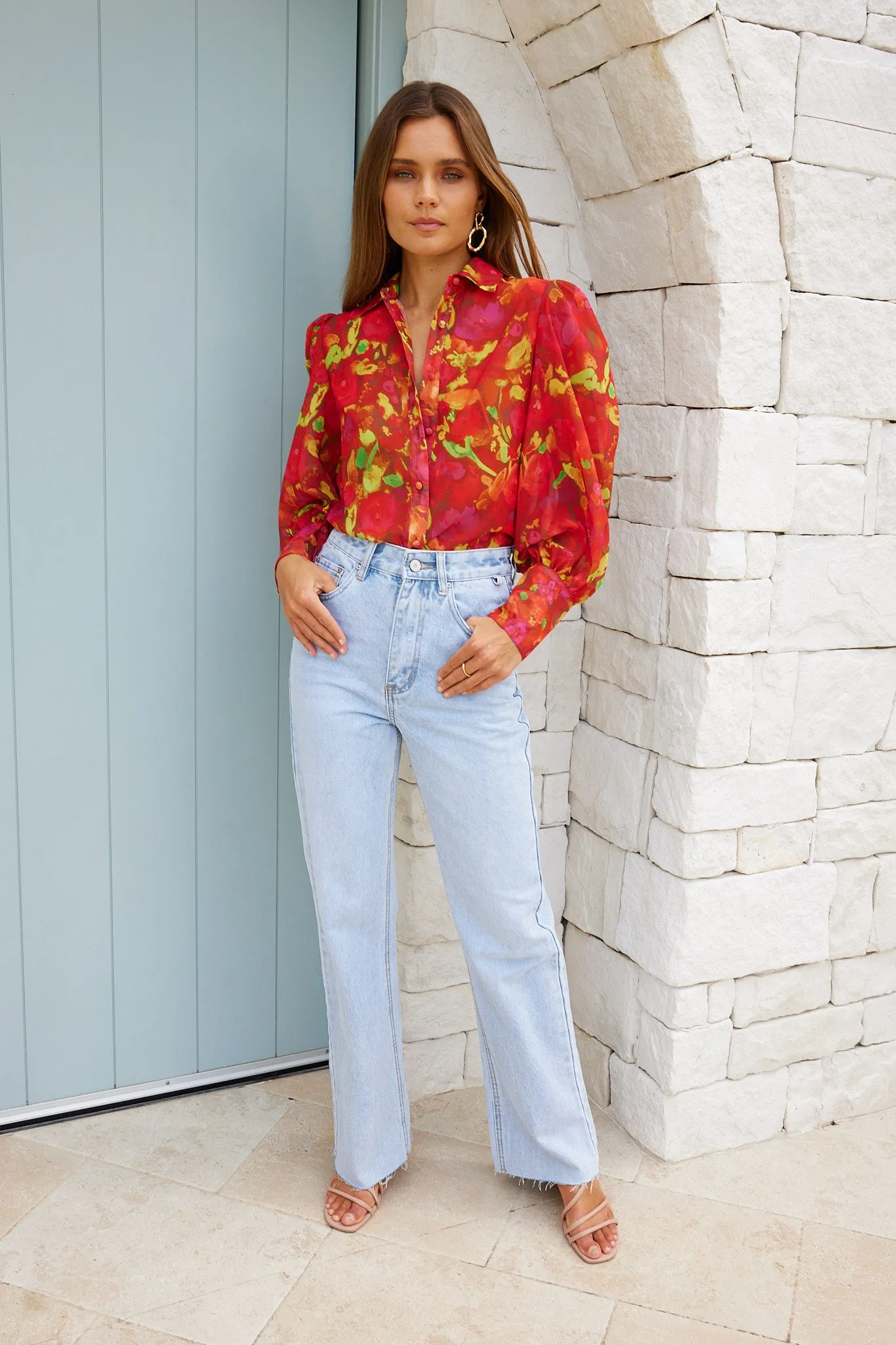 Fleet Blouse - Red Watercolour sold by Esther & Co product image thumbnail 2