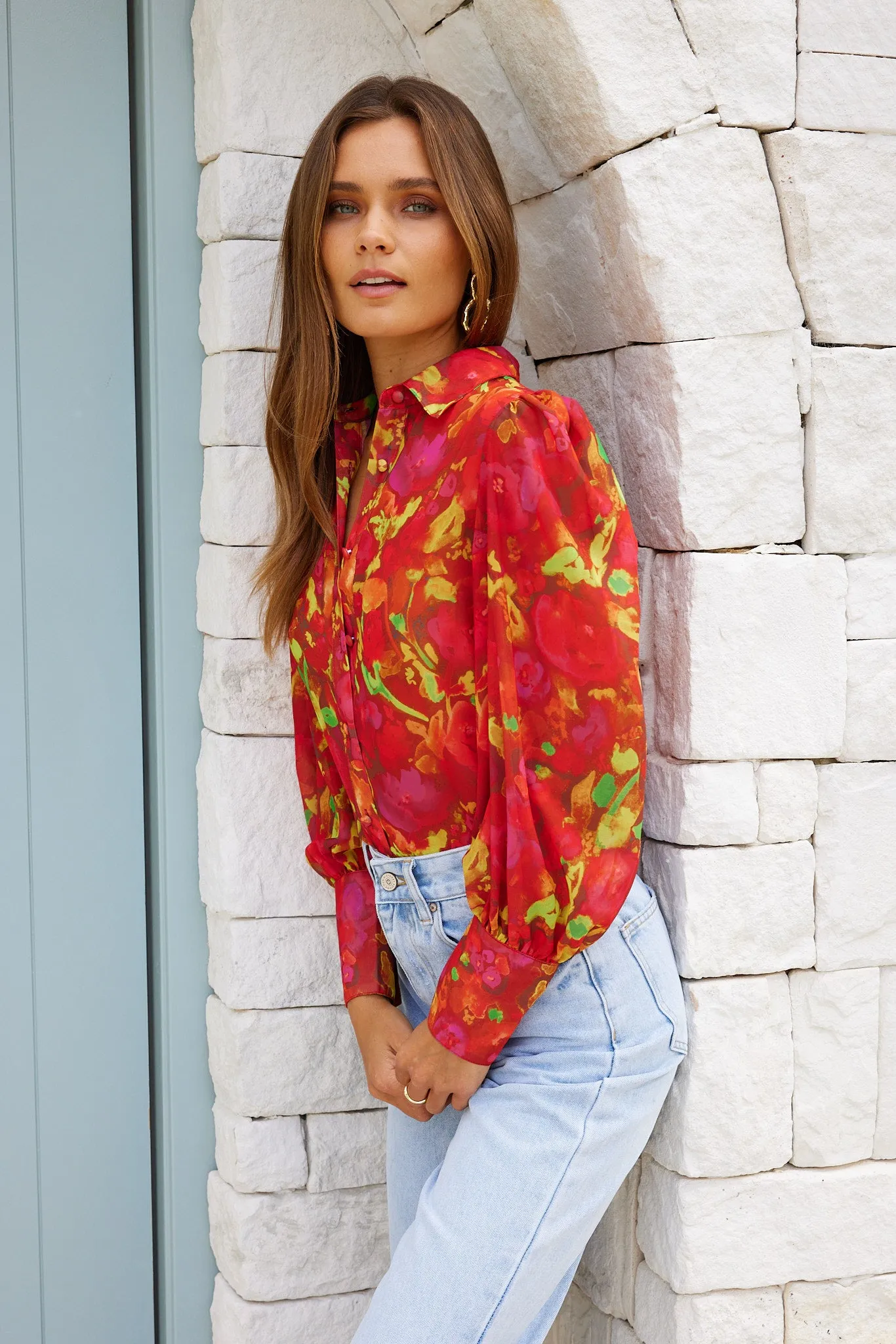 Fleet Blouse - Red Watercolour sold by Esther & Co product image thumbnail 3