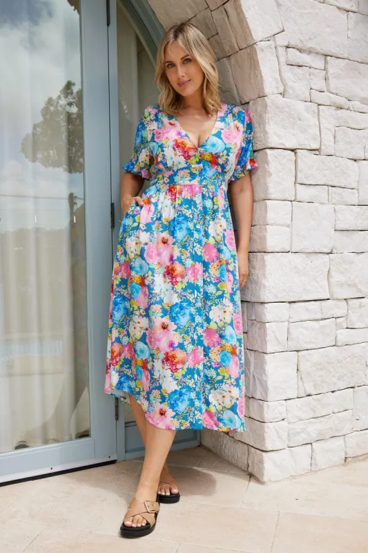 Karabelle Dress - Multi Floral sold by Esther & Co