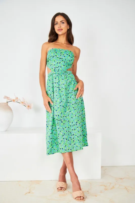 Recia Dress - Green Print sold by Esther & Co