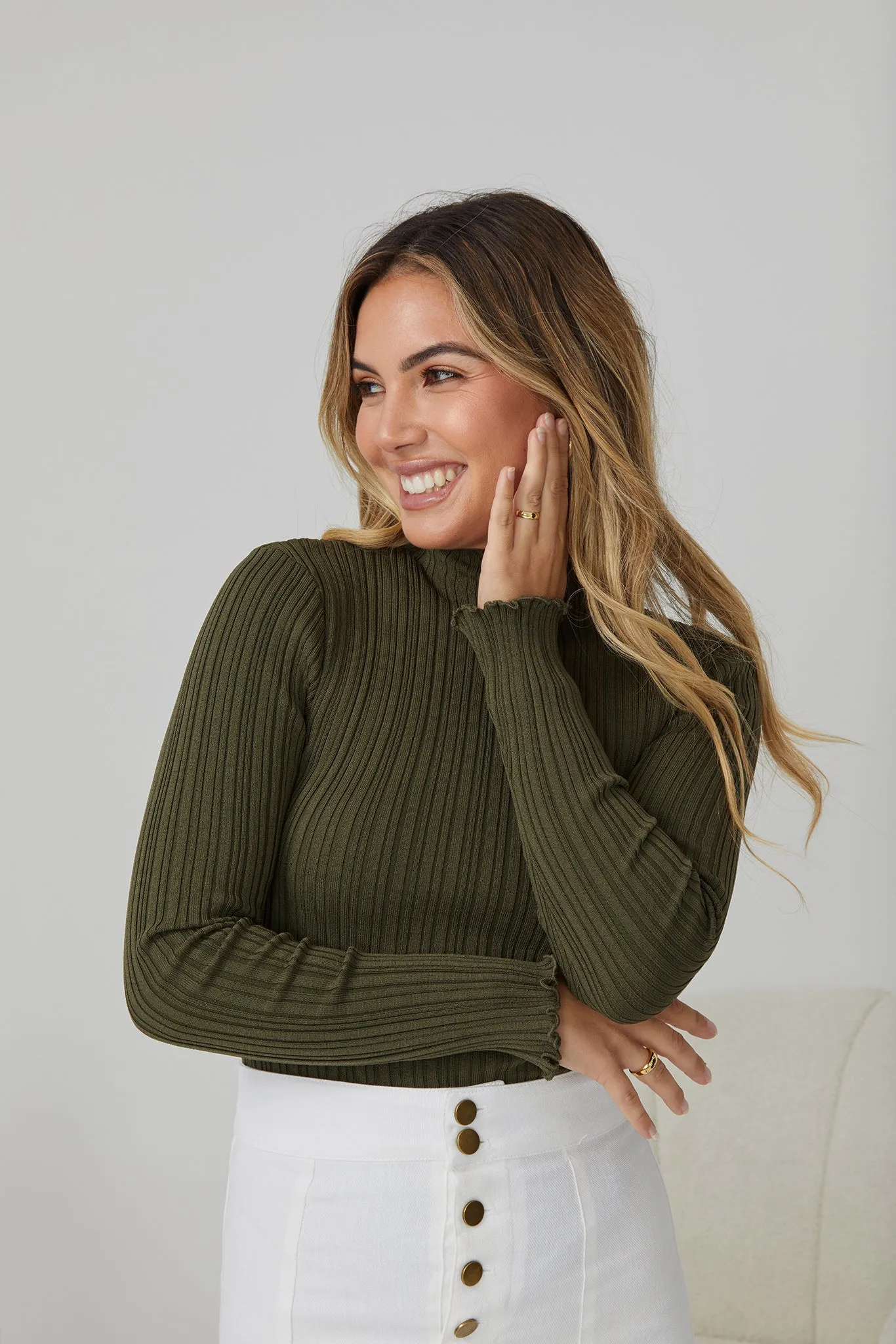 Aurella Knit Top - Olive sold by Esther & Co product image thumbnail 2