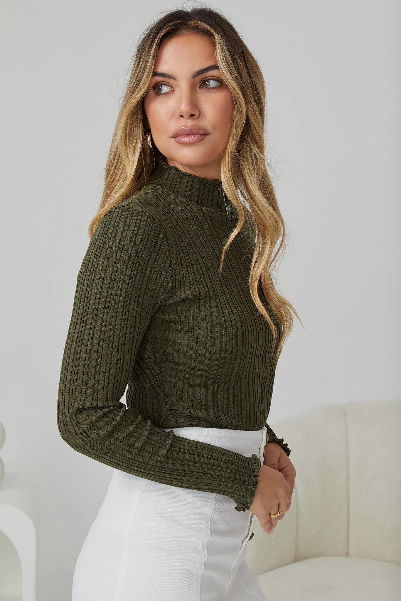 Aurella Knit Top - Olive sold by Esther & Co