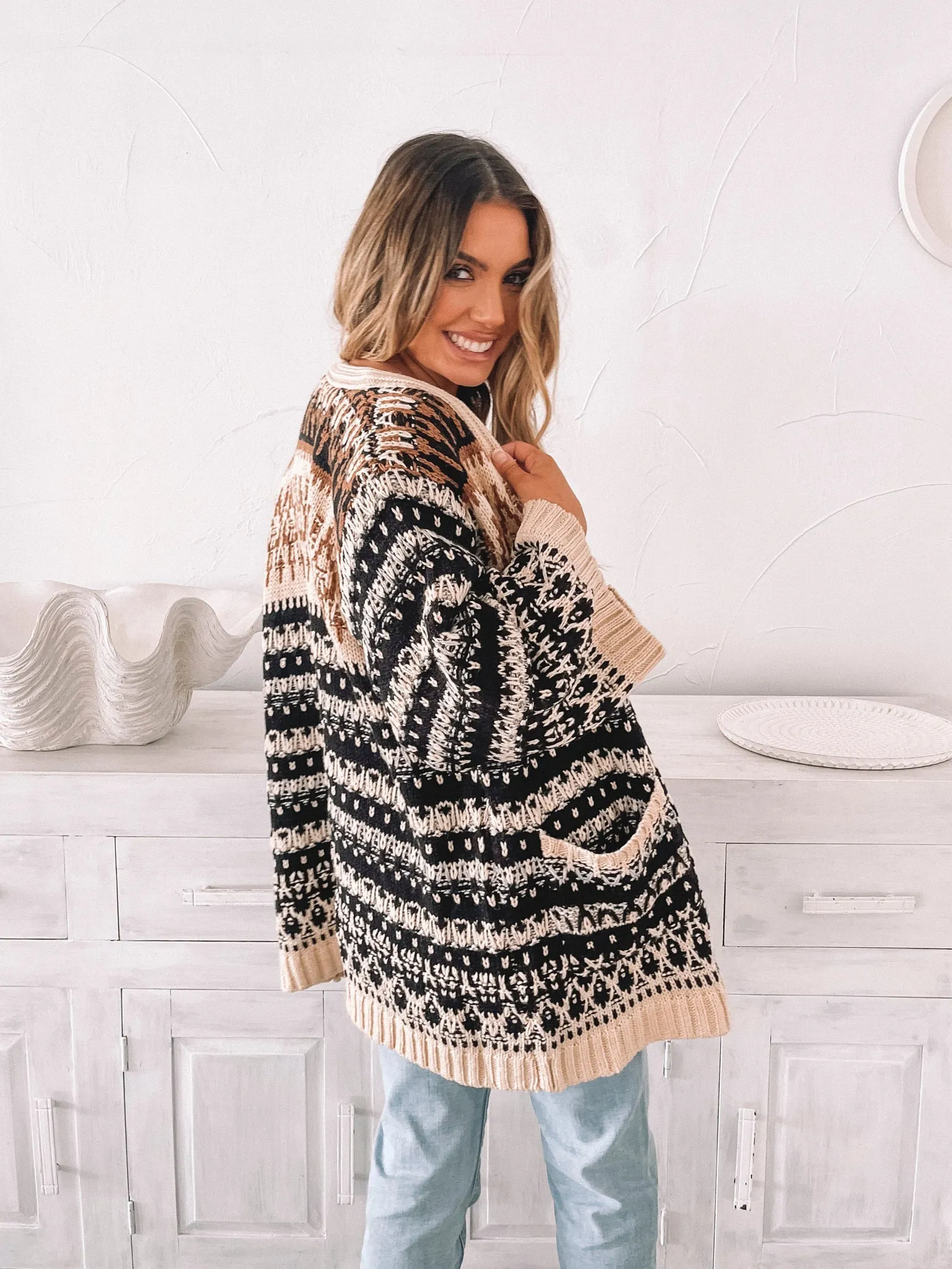 Odalys Cardigan - Beige Print sold by Esther & Co product image thumbnail 3