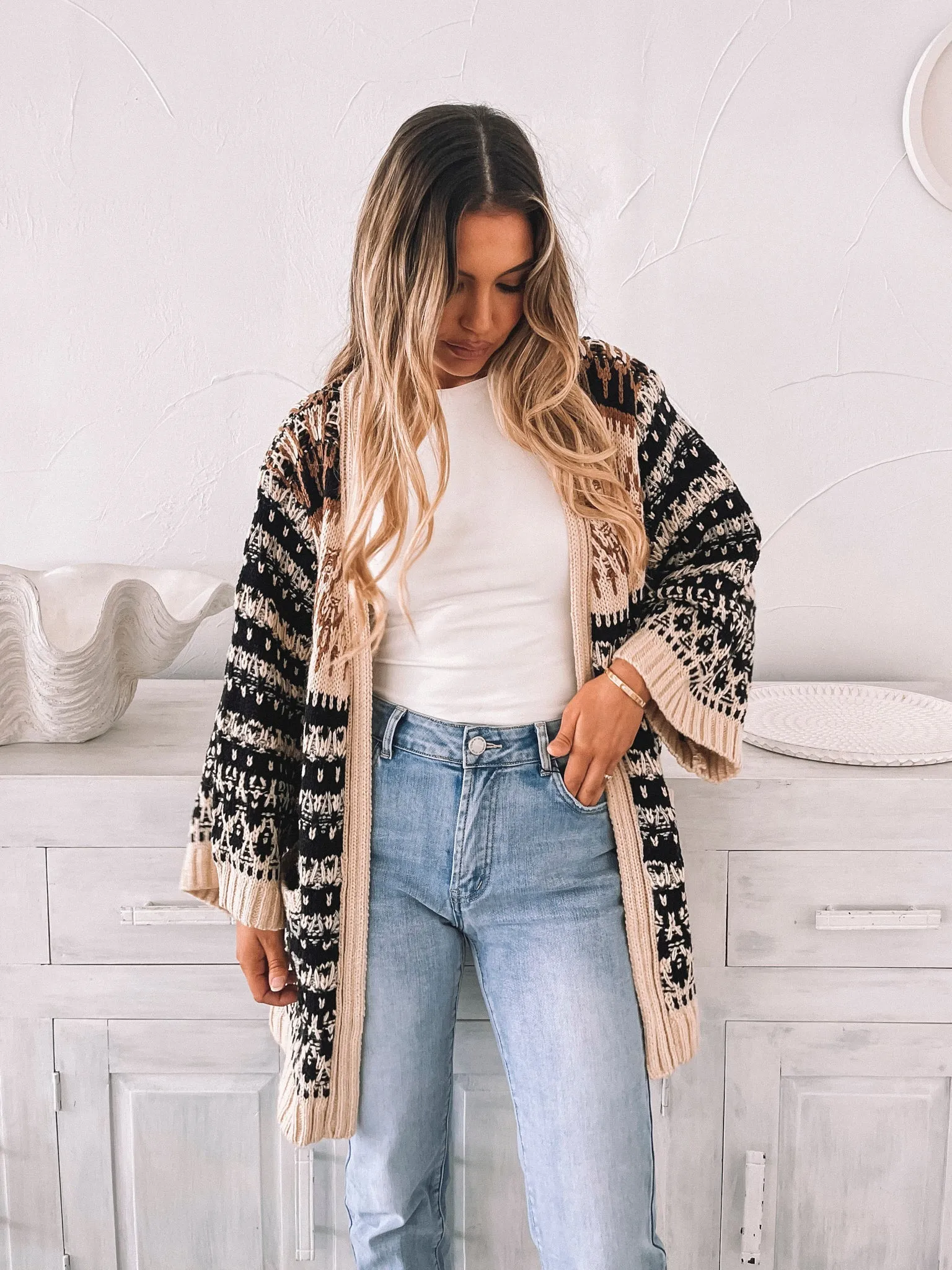 Odalys Cardigan - Beige Print sold by Esther & Co product image thumbnail 4