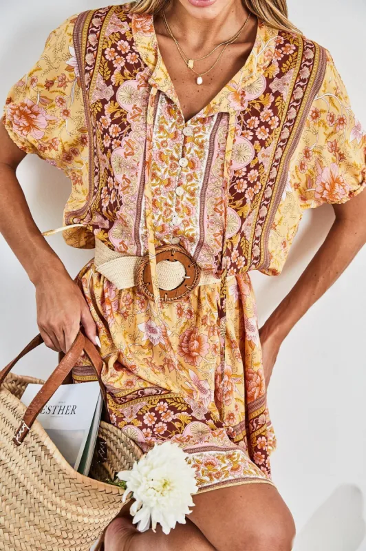 Seara Dress - Mustard Print sold by Esther & Co