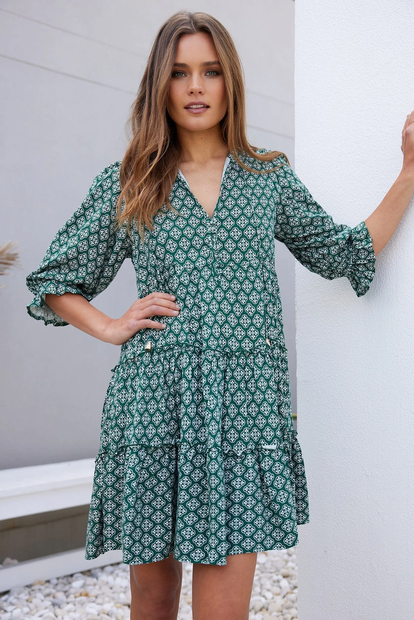 Esperanza Dress - Green Print sold by Esther & Co product image thumbnail 3