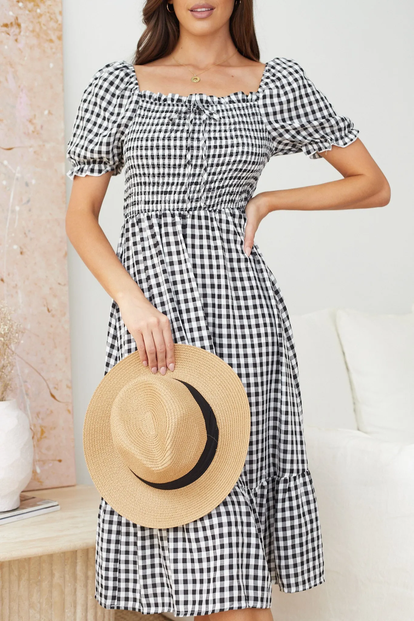 Rihanna Dress - Black Gingham sold by Esther & Co product image thumbnail 3