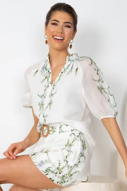 Floella Belted Shorts - Green Print sold by Esther & Co