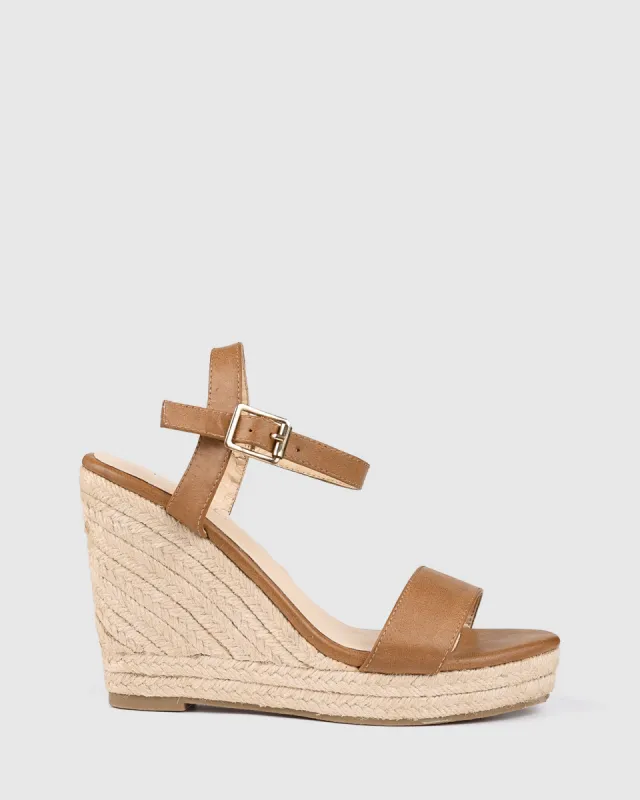 Amaya Wedges - Tan Softee sold by Esther & Co