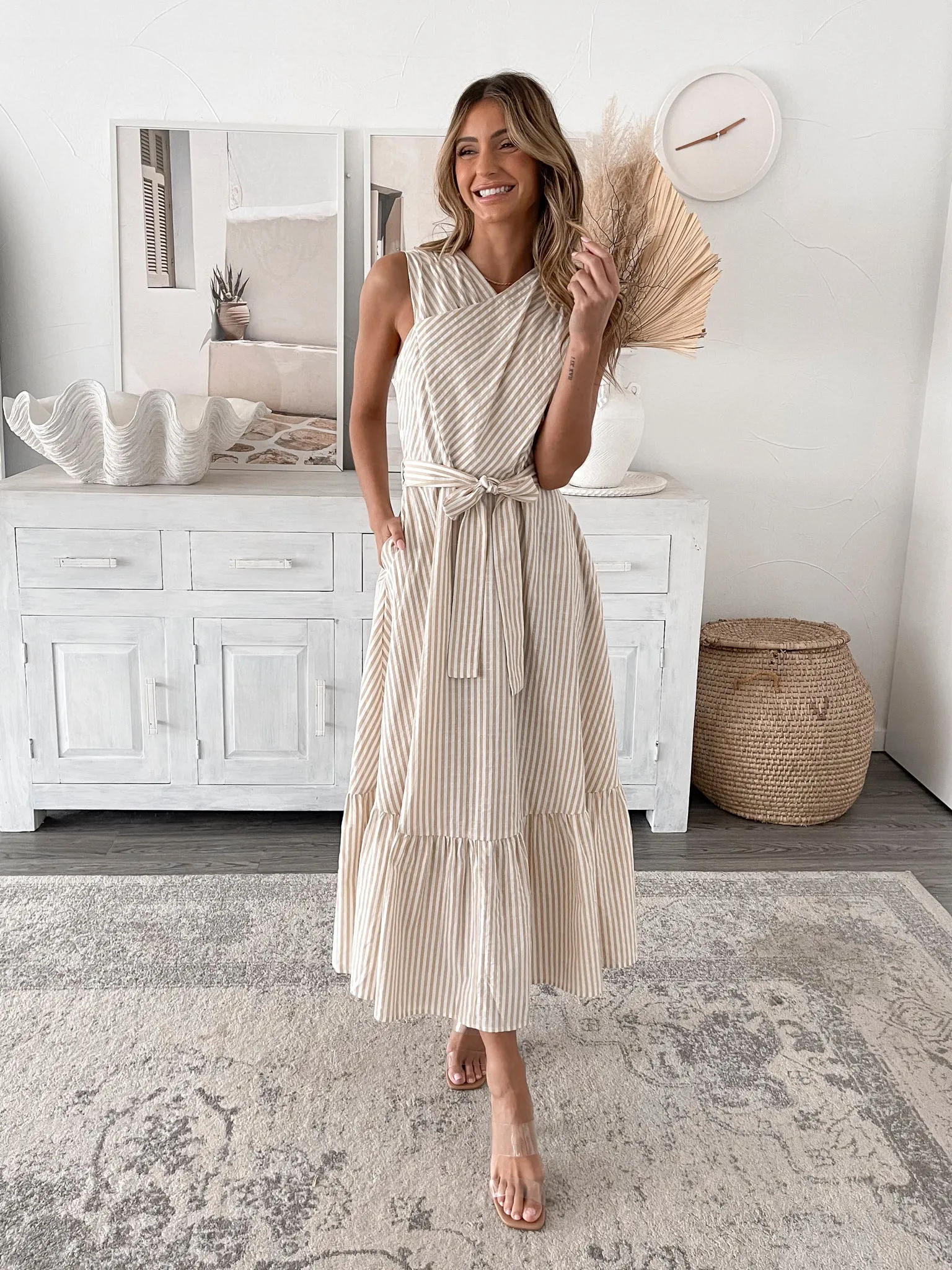 Sianna Dress - Beige Stripe sold by Esther & Co product image thumbnail 2