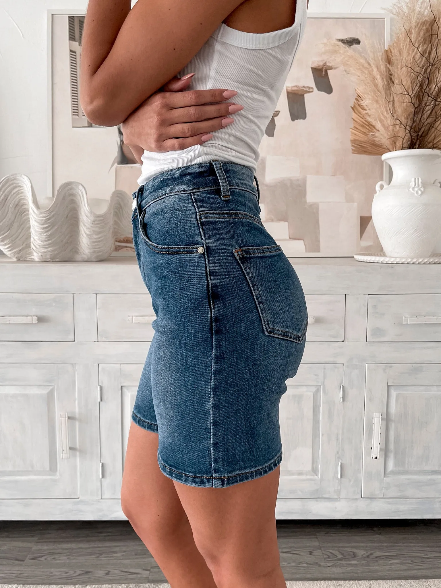 Alaiya Shorts - Dark Denim sold by Esther & Co product image thumbnail 4