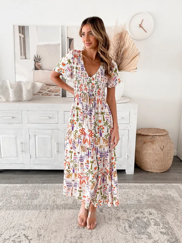 Avani Dress - White Print sold by Esther & Co