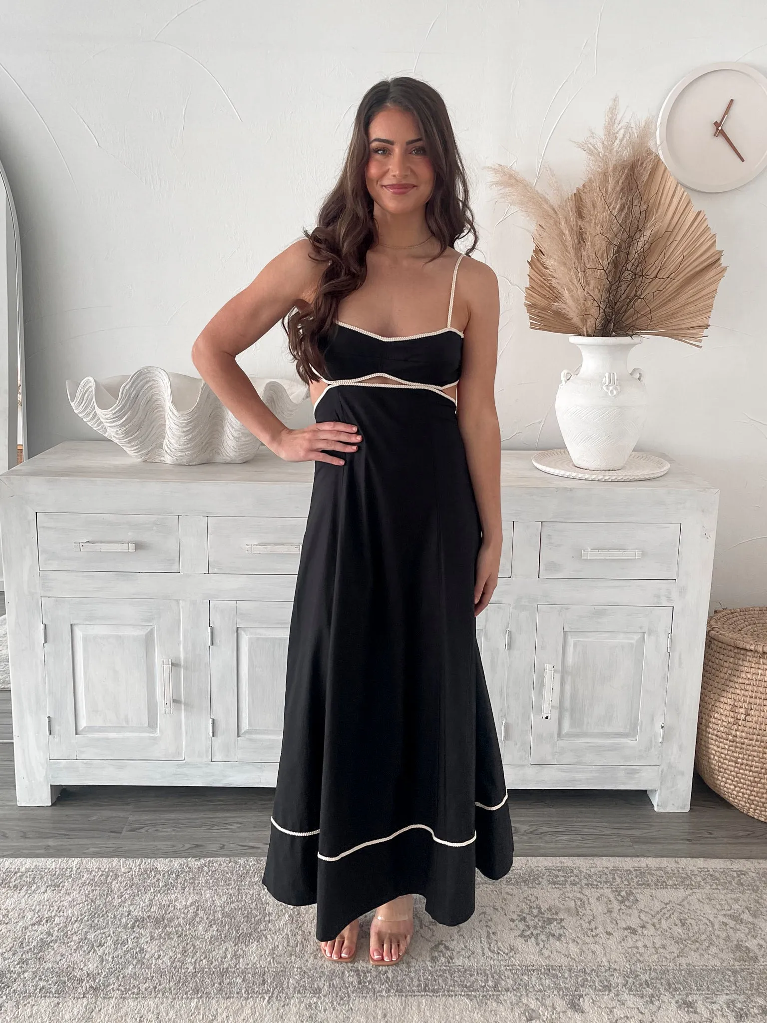 Vala Dress - Black Print sold by Esther & Co