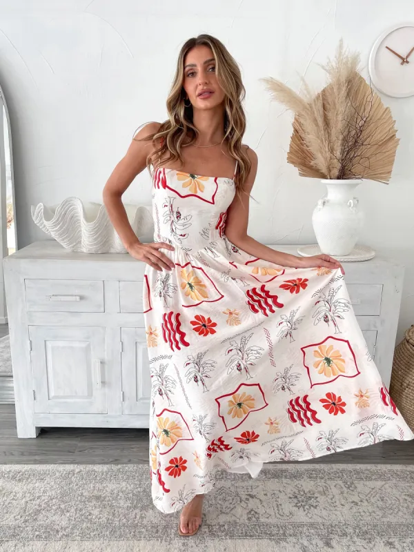 Hollyn Dress - White Print sold by Esther & Co