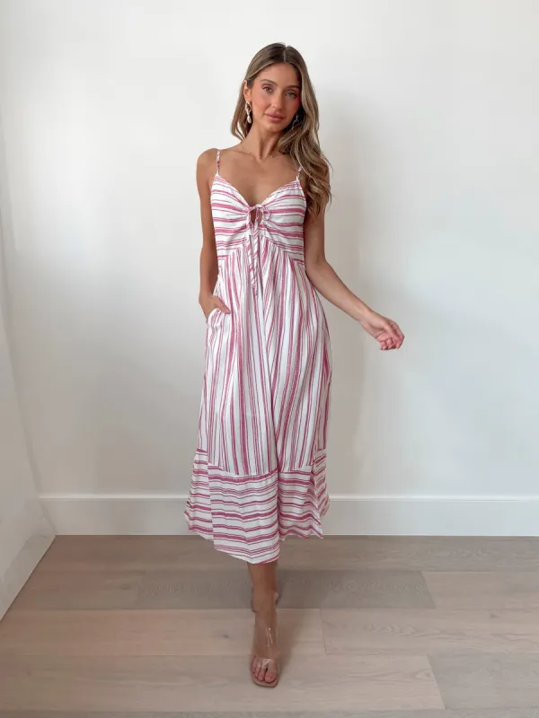 Riva Dress - Red Stripe sold by Esther & Co