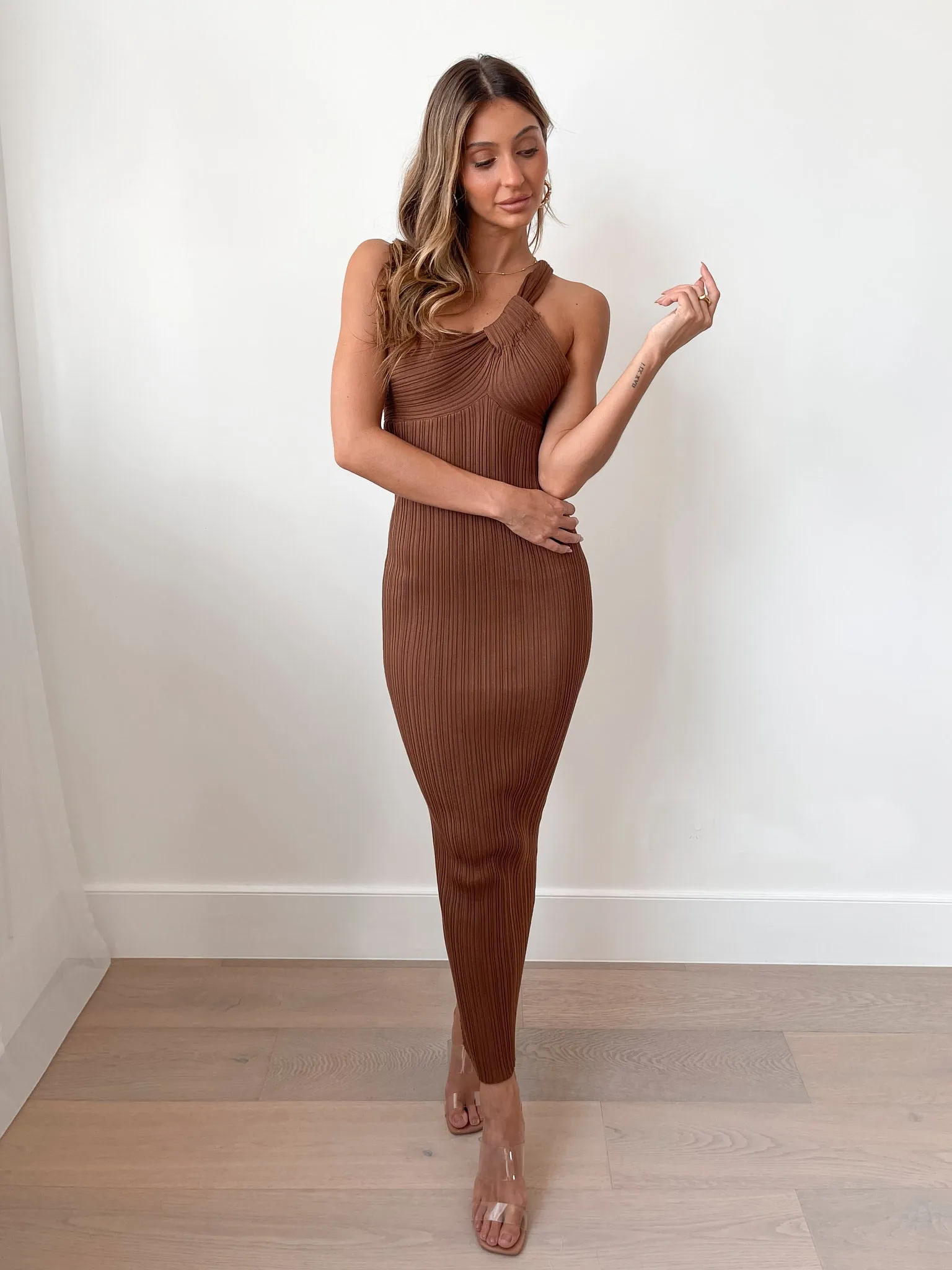 Hellen Knit Dress - Light Chocolate sold by Esther & Co