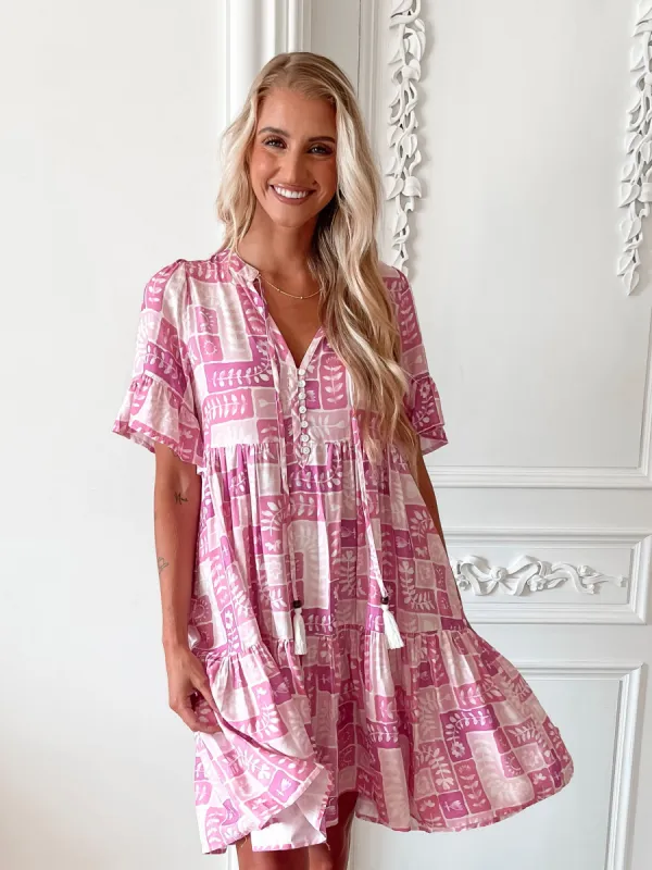 Aelira Dress - Purple Print sold by Esther & Co