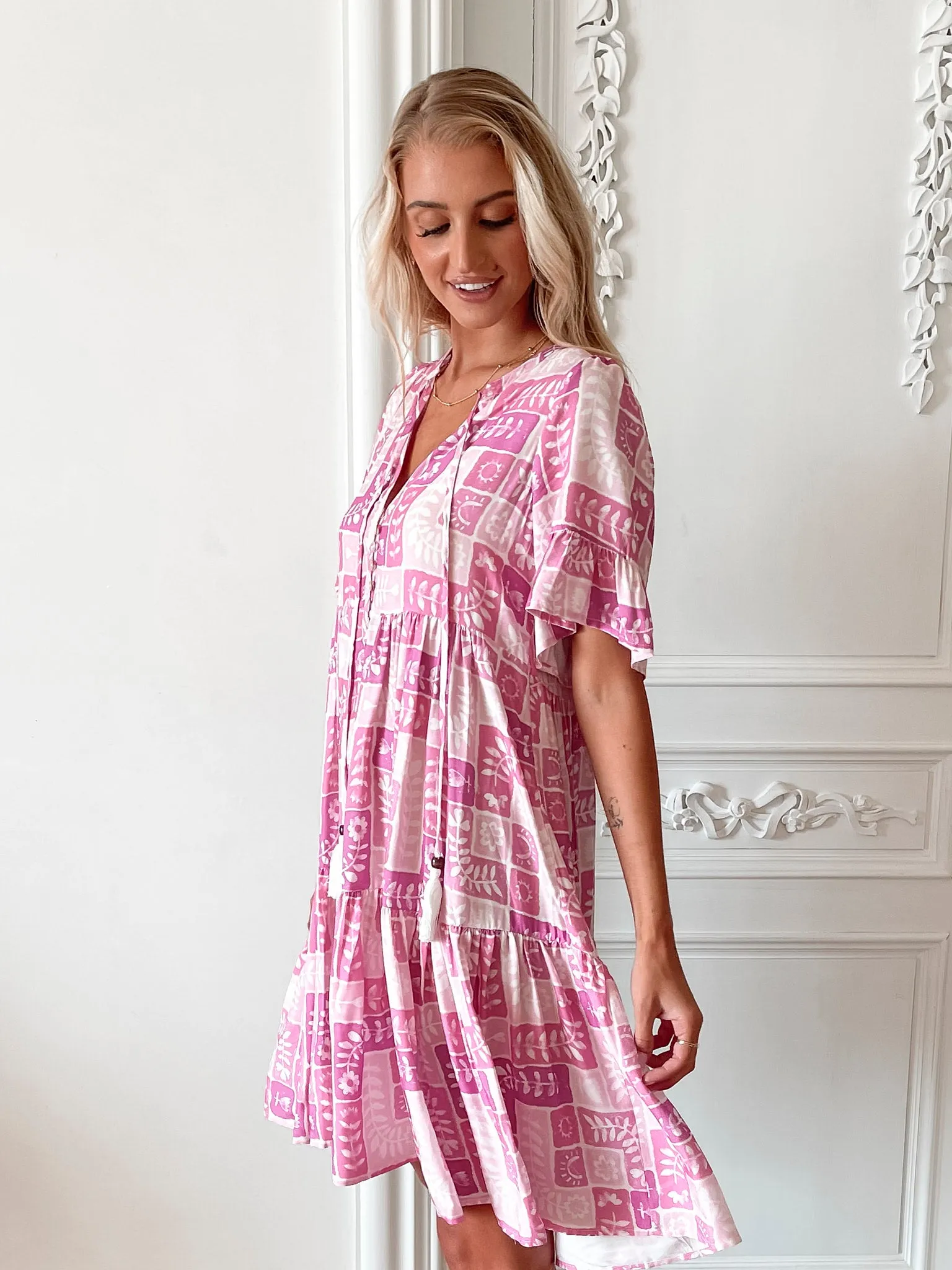 Aelira Dress - Purple Print sold by Esther & Co product image thumbnail 4