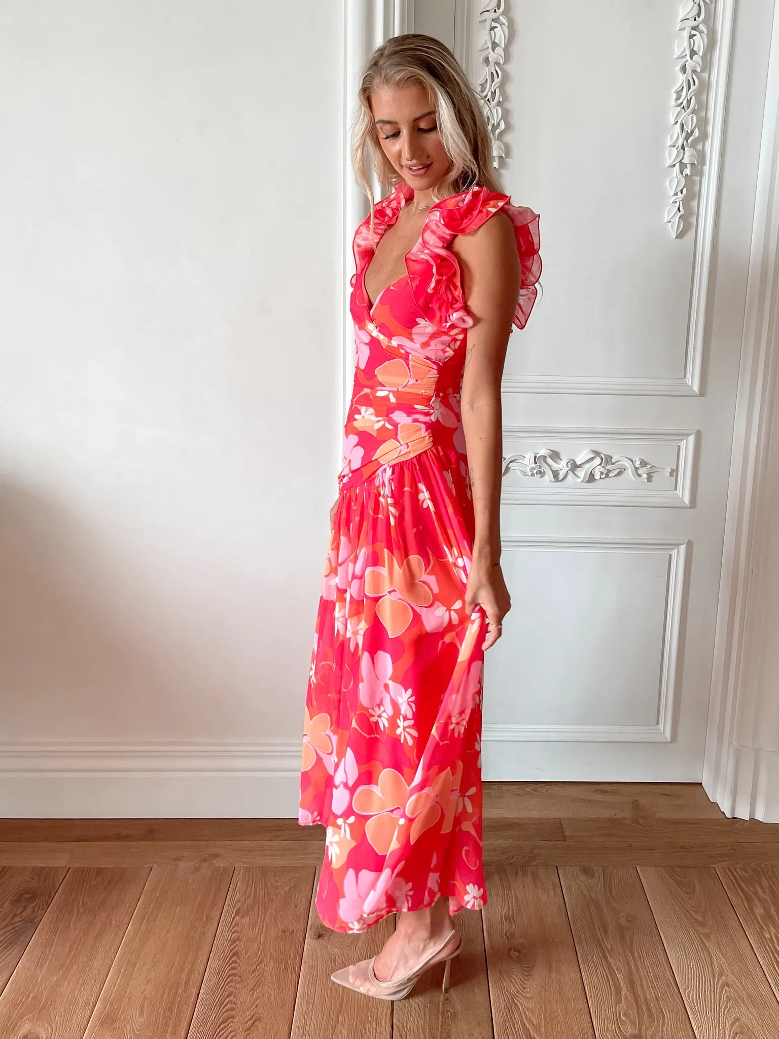 Emmaline Dress - Orange Floral sold by Esther & Co product image thumbnail 2