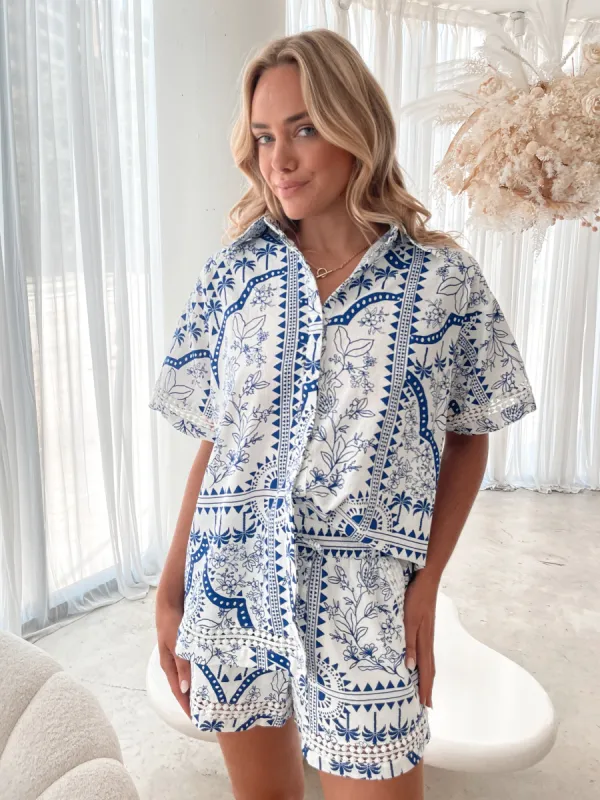 Aeris Shirt - Blue Print sold by Esther & Co