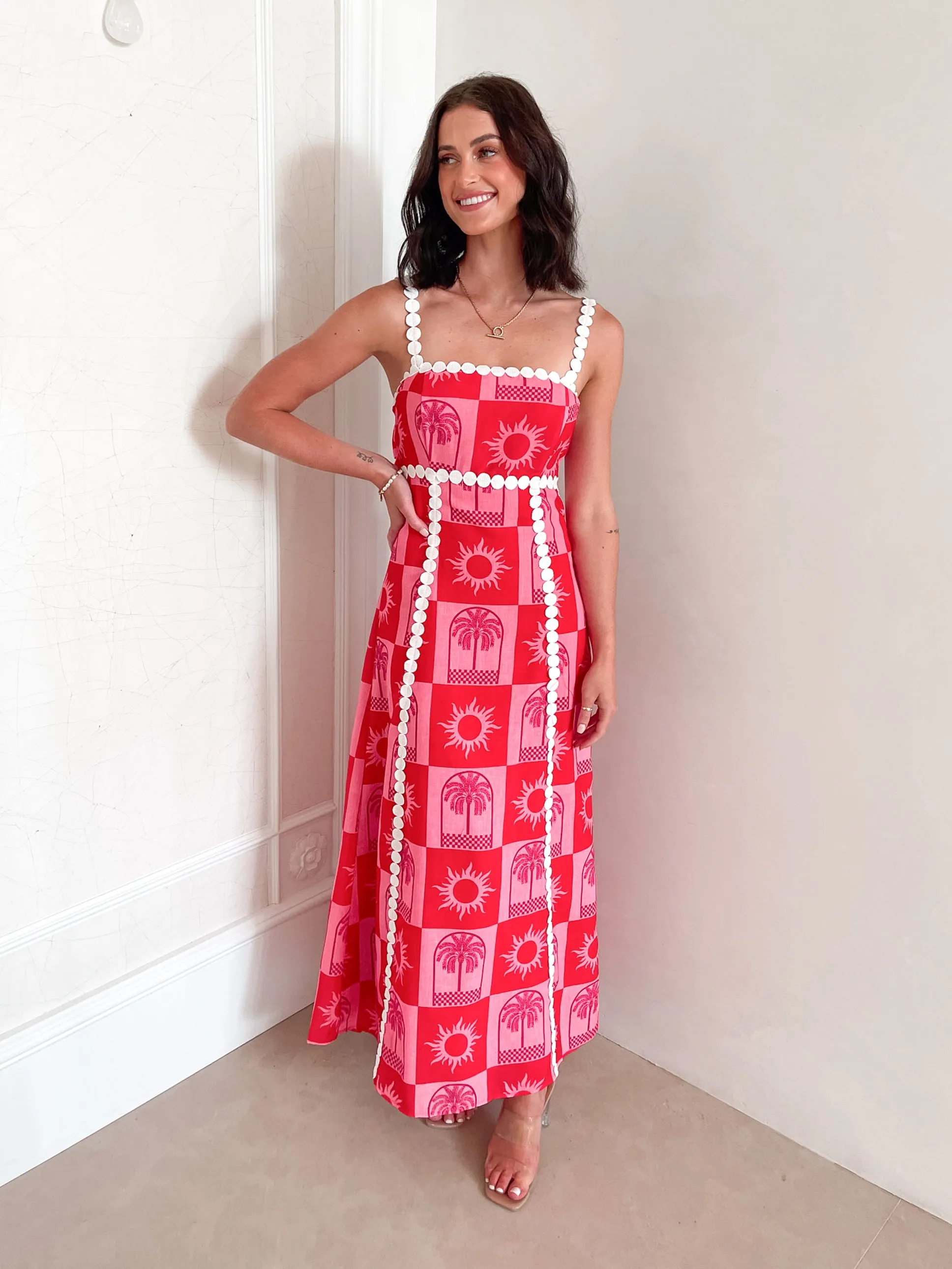 Naveen Dress - Red Print sold by Esther & Co