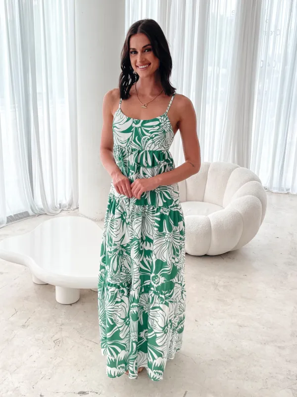 Oloria Dress - Green Floral sold by Esther & Co