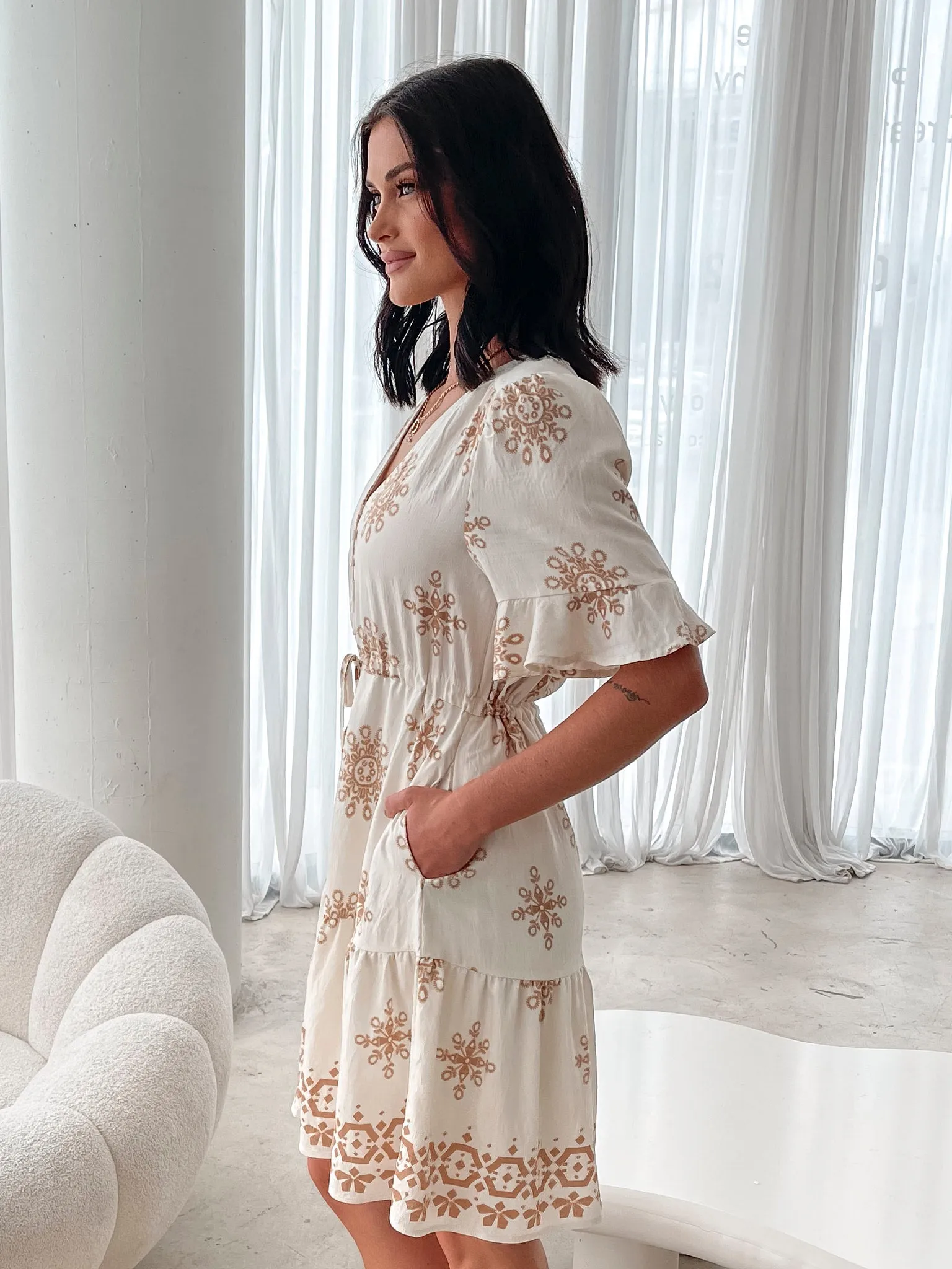 Althara Dress - Cream Print sold by Esther & Co product image thumbnail 2