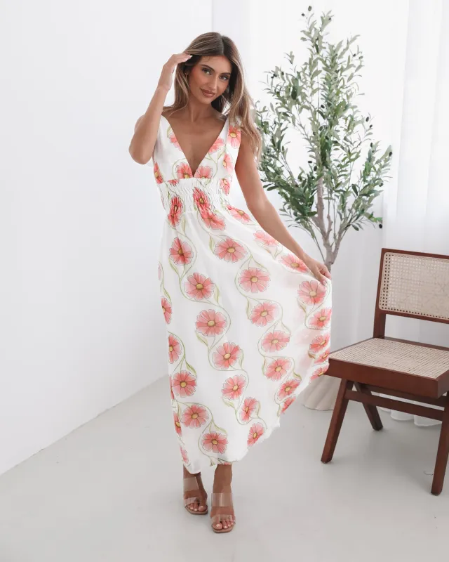 Vivia Dress - White Floral sold by Esther & Co