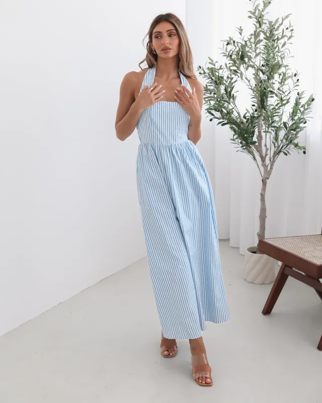 Phebe Dress - Blue Stripe sold by Esther & Co
